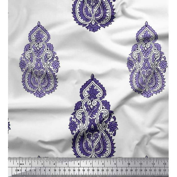 Soimoi Cotton Duck Fabric Floral & Paisley Block Decor Fabric Printed Yard 42 Inch Wide