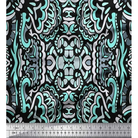 Soimoi Cotton Duck Fabric Floral & Paisley Decorative Print Fabric by Yard 42 Inch Wide