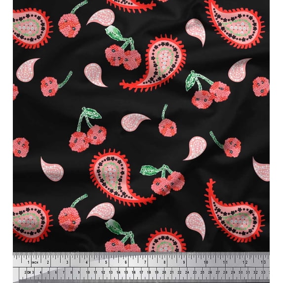 Soimoi Cotton Duck Fabric Floral & Paisley Printed Craft Fabric by The Yard 42 Inch Wide