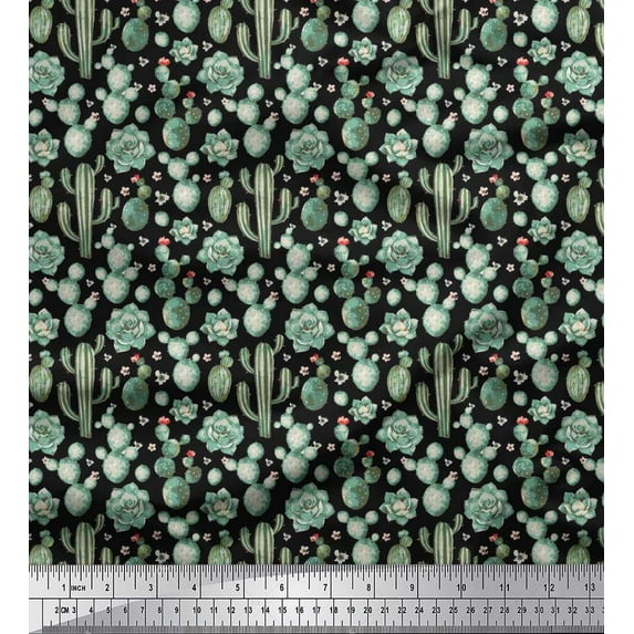 Soimoi Cotton Duck Fabric Floral,Succulents & Cactus Tree Print Fabric by Yard 42 Inch Wide