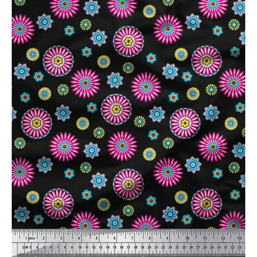 Soimoi Cotton Duck Fabric Flower Artistic Fabric Prints by Yard 42 Inch Wide