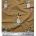thumbnail image 1 of Soimoi Cotton Duck Fabric Flower Jar,Warbler & Mountain Blue Bird Fabric Prints by Yard 42 Inch Wide, 1 of 1