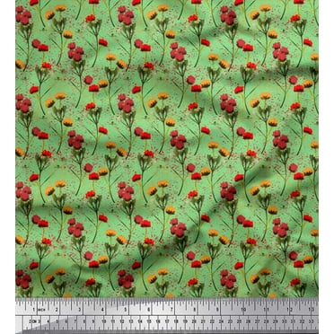 Soimoi Cotton Duck Fabric Flower Watercolor Decor Fabric Printed Yard 42 Inch Wide