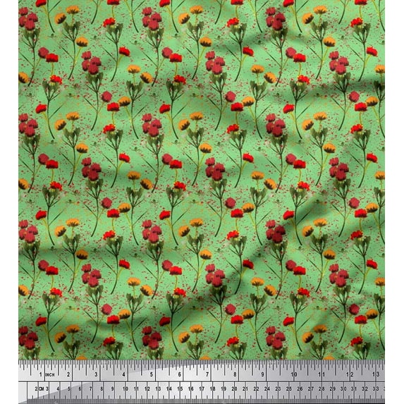 Soimoi Cotton Duck Fabric Flower Watercolor Decor Fabric Printed Yard 42 Inch Wide