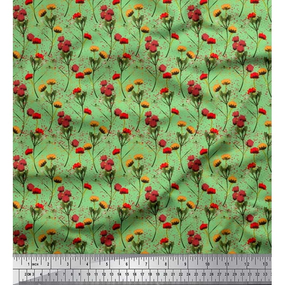 Soimoi Cotton Duck Fabric Flower Watercolor Decor Fabric Printed Yard 42 Inch Wide