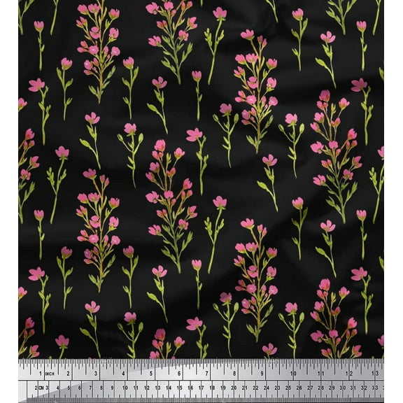 Soimoi Cotton Duck Fabric Flower Watercolor Print Fabric by Yard 42 Inch Wide