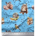 thumbnail image 1 of Soimoi Cotton Duck Fabric Footprint,Owl & Rabbit Animal Print Sewing Fabric Yard 42 Inch Wide, 1 of 3