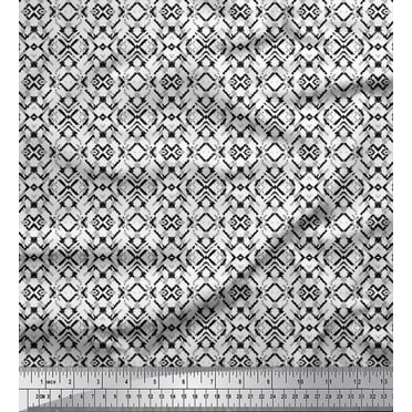 Soimoi Cotton Duck Fabric Geometric Shirting Printed Fabric 1 Yard 42 Inch Wide