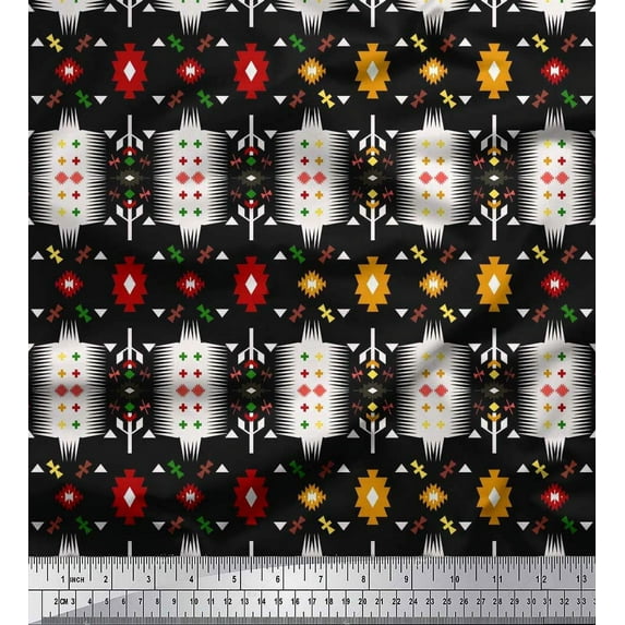 Soimoi Cotton Duck Fabric Geometric Southwestern Printed Craft Fabric by the Yard 42 Inch Wide