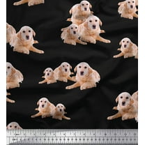Soimoi Cotton Duck Fabric Golden Retriever Dog Print Fabric by Yard 42 Inch Wide