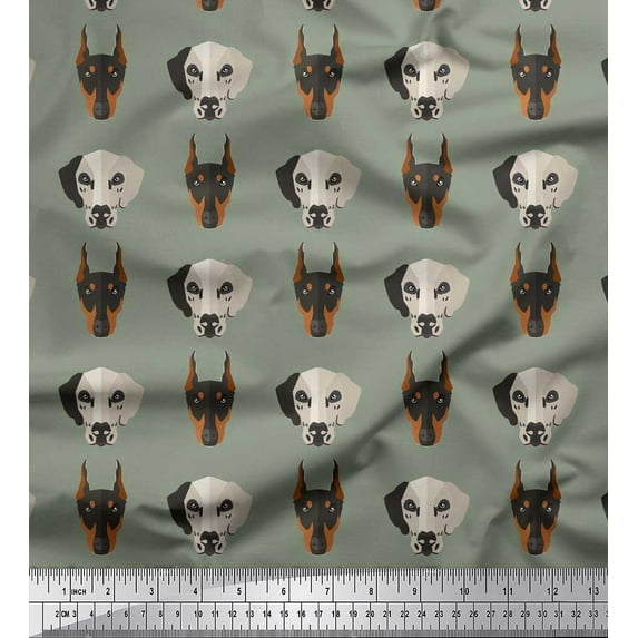 Soimoi Cotton Duck Fabric Great Dane & Doberman Dog Print Fabric by The Yard 42 Inch Wide