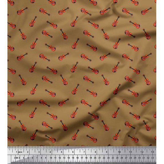 Soimoi Cotton Duck Fabric Guitar Musical Instrument Fabric Prints by Yard 42 Inch Wide
