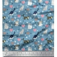 thumbnail image 1 of Soimoi Cotton Duck Fabric Heart,Footprint & Cat Animal Printed Craft Fabric by The Yard 42 Inch Wide, 1 of 1