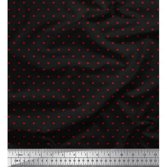 Soimoi Cotton Duck Fabric Heart Shirting Print Fabric by Yard 42 Inch Wide