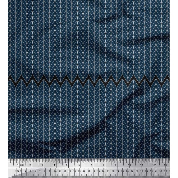 Soimoi Cotton Duck Fabric Herringbone Geometric Print Fabric by The Yard 56 Inch Wide