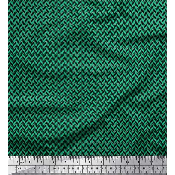Soimoi Cotton Duck Fabric Herringbone Small Print Sewing Fabric Yard 42 Inch Wide