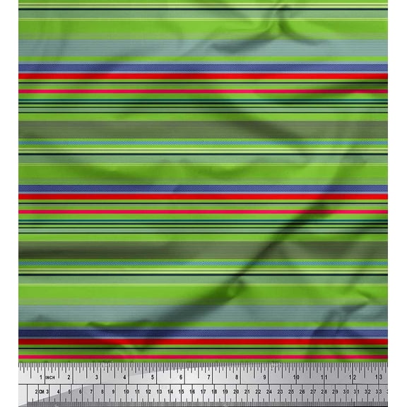 Soimoi Cotton Duck Fabric Horizontal Stripe Printed Fabric 1 Yard 56 Inch Wide