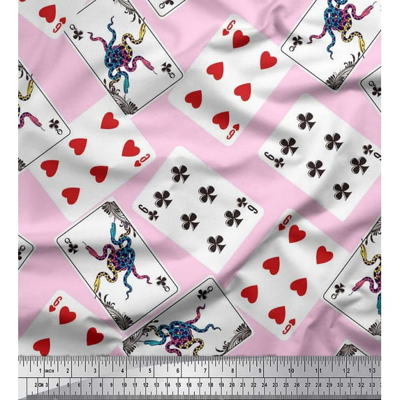 Soimoi Cotton Duck Fabric Indoor Game Poker Card Sports Print Fabric by the Yard 42 Inch Wide