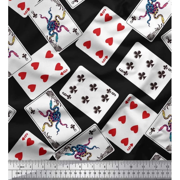 Soimoi Cotton Duck Fabric Indoor Game Poker Card Sports Print Sewing Fabric Yard 42 Inch Wide