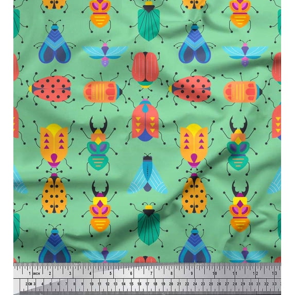 Soimoi Cotton Duck Fabric Insects Clip Art Decor Fabric Printed Yard 42 Inch Wide