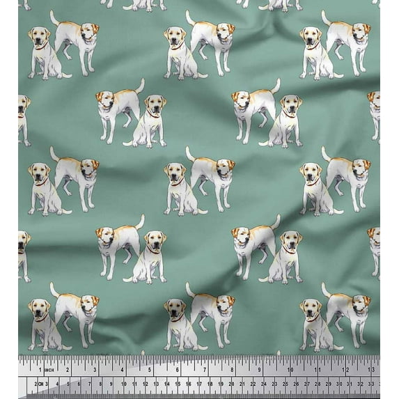 Soimoi Cotton Duck Fabric Labrador Dog Print Fabric by The Yard 42 Inch Wide