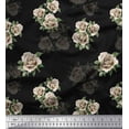 thumbnail image 1 of Soimoi Cotton Duck Fabric Leaves & Alba Rose Floral Print Fabric by Yard 42 Inch Wide, 1 of 3