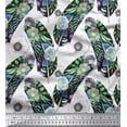 thumbnail image 1 of Soimoi Cotton Duck Fabric Leaves,Anemone & Feather Printed Fabric 1 Yard 42 Inch Wide, 1 of 1
