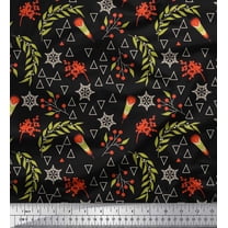Soimoi Cotton Duck Fabric Leaves,Berries & Triangle Geometric Print Fabric by Yard 42 Inch Wide