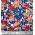 thumbnail image 1 of Soimoi Cotton Duck Fabric Leaves,Clematis & Rose Floral Print Fabric by the Yard 42 Inch Wide, 1 of 1