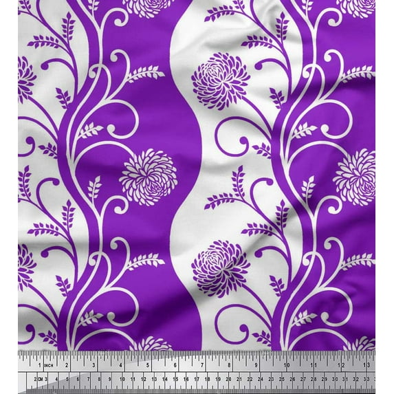 Soimoi Cotton Duck Fabric Leaves & Dahlia Floral Printed Craft Fabric by the Yard 42 Inch Wide