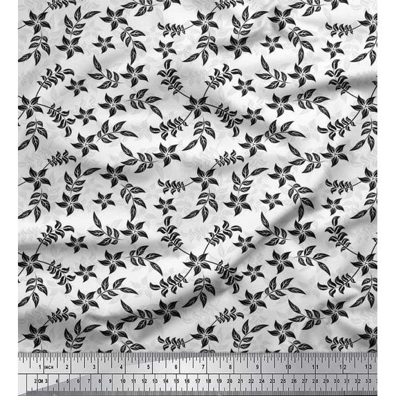 Soimoi Cotton Duck Fabric Leaves & Floral Artistic Fabric Prints By Yard 42 Inch Wide