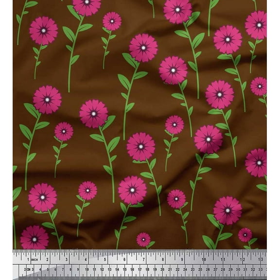 Soimoi Cotton Duck Fabric Leaves & Floral Clip Art Print Fabric by Yard 42 Inch Wide