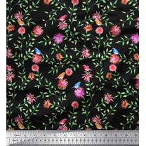 Soimoi Cotton Duck Fabric Leaves & Floral Print Fabric by The Yard 42 Inch Wide