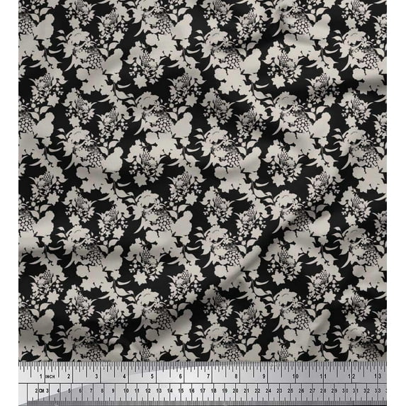 Soimoi Cotton Duck Fabric Leaves & Floral Shirting Fabric Prints by Yard 42 Inch Wide