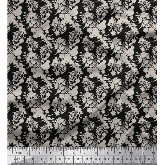 Soimoi Cotton Duck Fabric Leaves & Floral Shirting Fabric Prints by Yard 42 Inch Wide