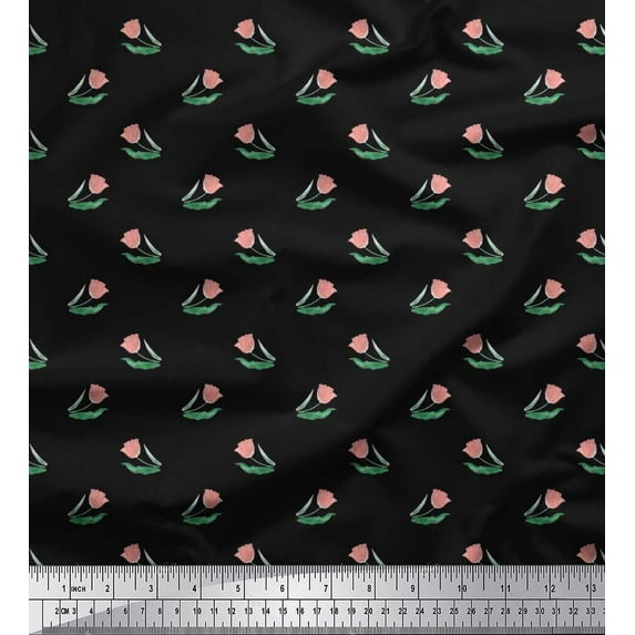 Soimoi Cotton Duck Fabric Leaves & Floral Shirting Print Sewing Fabric Yard 42 Inch Wide
