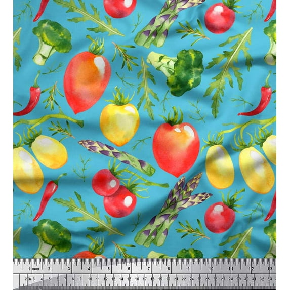 Soimoi Cotton Duck Fabric Leaves & Mix Vegetable Print Fabric by Yard 42 Inch Wide