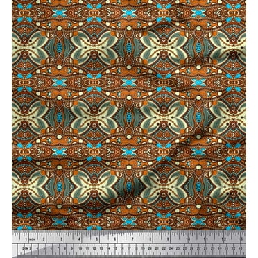 Soimoi Cotton Duck Fabric Leaves & Paisley Ethnic Fabric Prints by Yard 42 Inch Wide