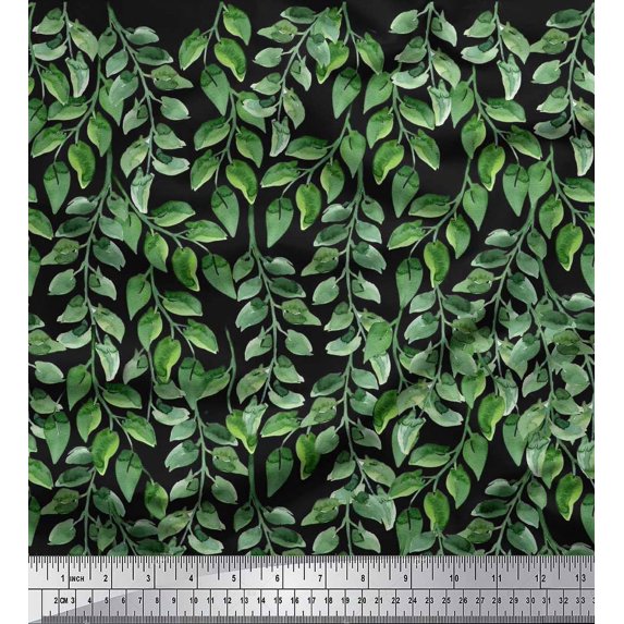 Soimoi Cotton Duck Fabric Leaves Panel Print Fabric by the Yard 42 Inch Wide