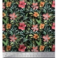 thumbnail image 1 of Soimoi Cotton Duck Fabric Leaves & Peach Flower Floral Print Fabric by The Yard 42 Inch Wide, 1 of 3