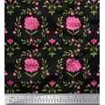 thumbnail image 1 of Soimoi Cotton Duck Fabric Leaves & Pink Flower Floral Printed Craft Fabric by the Yard 42 Inch Wide, 1 of 1