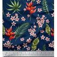 thumbnail image 1 of Soimoi Cotton Duck Fabric Leaves & Plumeria Floral Printed Fabric 1 Yard 42 Inch Wide, 1 of 3