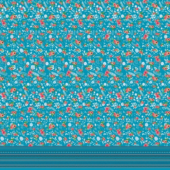 Soimoi Cotton Duck Fabric Leaves & Poppy Anemone Flower Panel Print Sewing Fabric Yard 56 Inch Wide