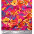 thumbnail image 1 of Soimoi Cotton Duck Fabric Leaves & Poppy Flower Print Fabric by the Yard 42 Inch Wide, 1 of 1