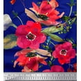 thumbnail image 1 of Soimoi Cotton Duck Fabric Leaves & Poppy Flower Printed Fabric 1 Yard 42 Inch Wide, 1 of 1