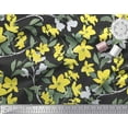 thumbnail image 1 of Soimoi Cotton Duck Fabric Leaves & Yellow Flower Watercolor Printed Fabric 1 Yard 42 Inch Wide, 1 of 3