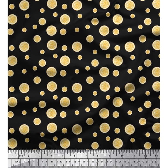 Soimoi Cotton Duck Fabric Lemon Slice Shirting Print Fabric by The Yard 42 Inch Wide