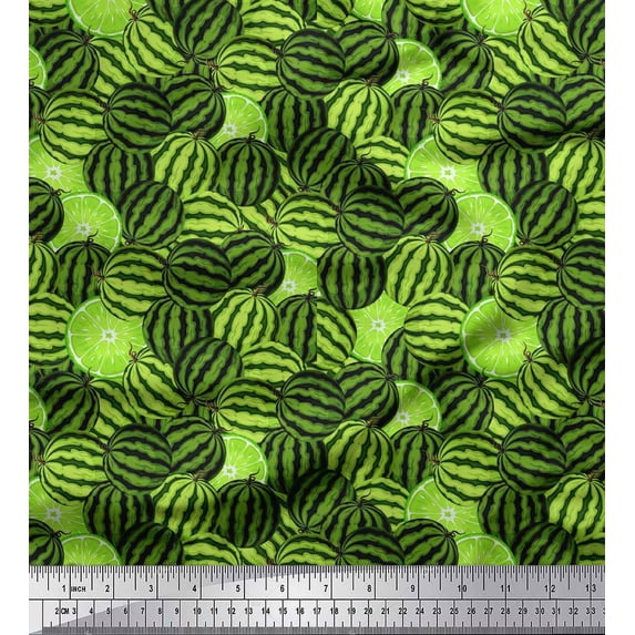 Soimoi Cotton Duck Fabric Lemon Slice & Watermelon Fruits Fabric Prints by Yard 42 Inch Wide