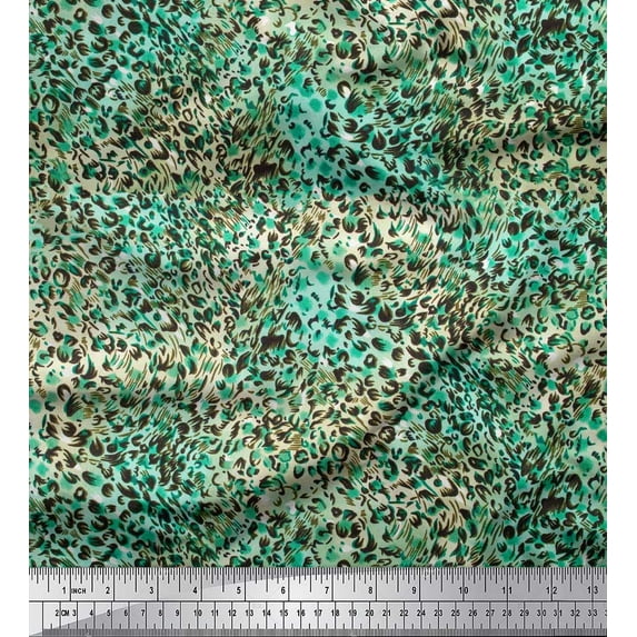 Soimoi Cotton Duck Fabric Leopard Animal Skin Fabric Prints by Yard 42 Inch Wide