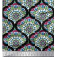 thumbnail image 1 of Soimoi Cotton Duck Fabric Mandala & Quatrefoil Damask Decor Fabric Printed Yard 42 Inch Wide, 1 of 1
